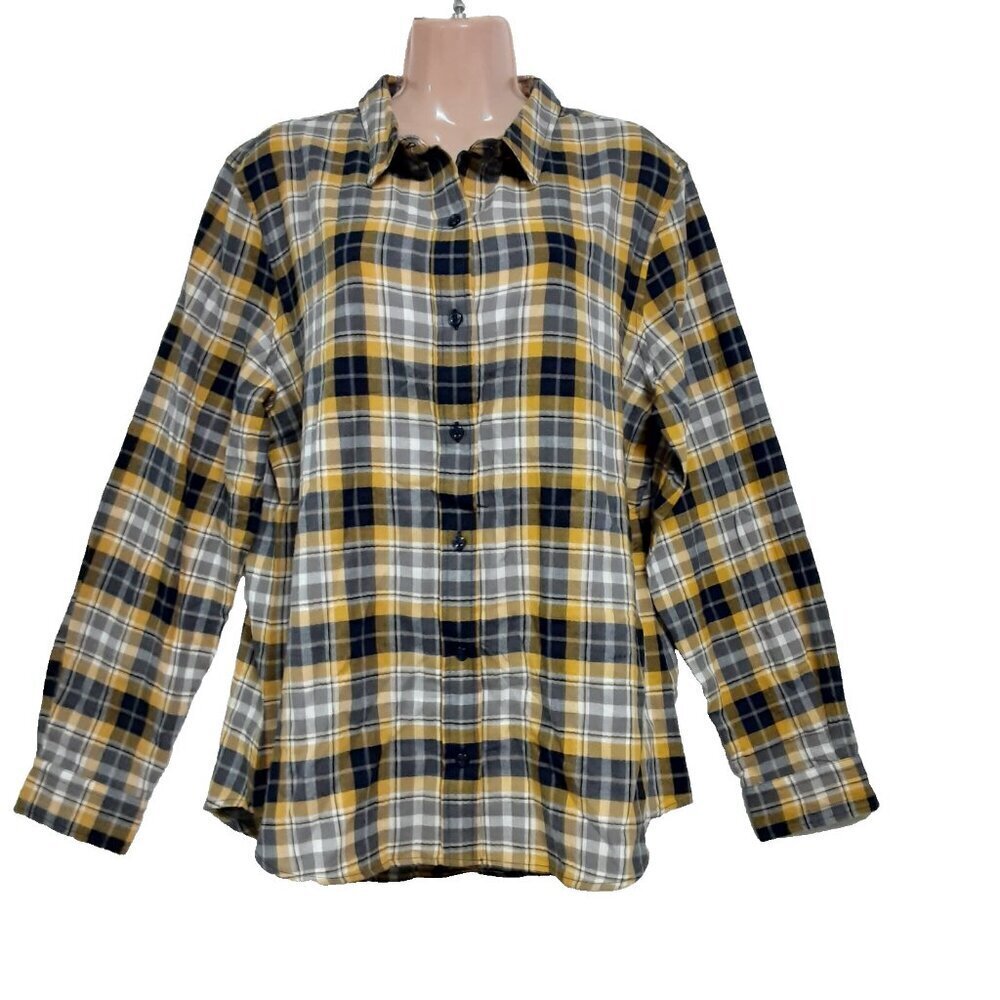 Wildfang Women Size L Collared Cotton The Essential Button Up Plaid Shirt